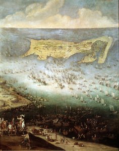 Szent Márton Citadella ostroma az Ile de Re-n, 1627-ben (festmény, 1640 körül) alkotó: French School