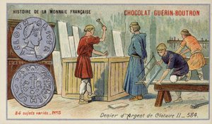 Chlothar II ezüst denier, 584 (chromolitho) alkotó: French School
