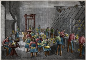 Ezüstműhely Franciaországban a XIX. Metszet 1885-ből Adolphe BITARD „Les arts et metiers illustres” című könyvében. alkotó: French School