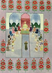 Szindbád, a tengerész átveszi Szindbádot, a Portást, Szindbád, a tengerész illusztrációja, Az Arab éjszakák, 1895 (színes metszet) alkotó: French School