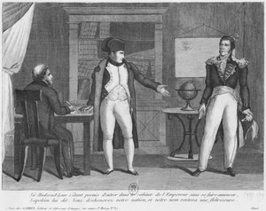 Sir Hudson Lowe I. Napóleon (1769-1821) dolgozószobájába érkezik Szent Ilona szigetére anélkül, hogy bejelentette volna magát alkotó: French School