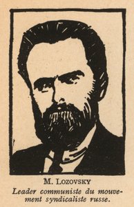Salamon Lozovszkij, orosz bolsevik forradalmár és szovjet politikus, a Vörös Nemzetközi Munkásszervezet (Profintern) főtitkára (litho) alkotó: French School