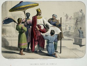 Salamon építette a templomot (az építkezés a háttérben) alkotó: French School