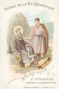 Szent Atanáz a keresztényüldözés idején (chromolitho) alkotó: French School