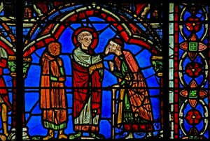 St Cheron ablak: meggyógyít egy vakot (w15) alkotó: French School