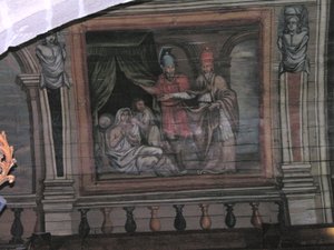 St. Cornely csodát tesz (festett fa) alkotó: French School