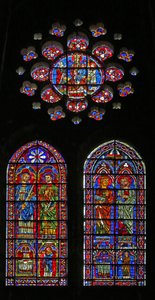 Szent Kozmosz, Szent Damien, Szent Gervais és Proteus; adományozó papok; a szűz és gyermek fent (w120) alkotó: French School