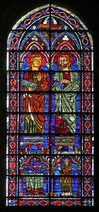 Szent Kozmosz és Szent Damien; Geoffrey adományozó pap (w120) alkotó: French School