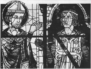 Szent Dénes kelemen lovagnak az oriflamme-t (metzi marechal) adja, részlet, Déli rózsa Urunk Jézus Krisztus dicsőítése, alkotó: French School