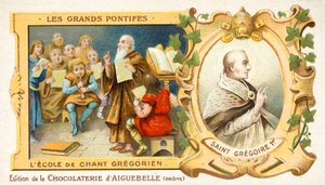 Nagy Szent Gergely és a gregorián ének iskola (chromolitho) alkotó: French School