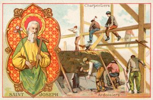 Szent József, az asztalosok és tetőfedők védőszentje (chromolitho) alkotó: French School