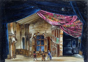 Színpadterve a La Juive II. felvonáshoz, amelyet először a párizsi operában mutattak be 1835. február 23-án (wc papíron) alkotó: French School
