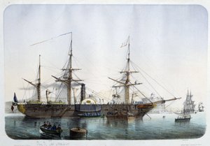 Gőzfregatt Toulon kikötőjében, 1850 körül alkotó: French School