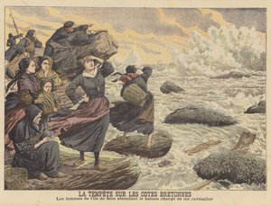 Viharok Bretagne partjainál (színes litho) alkotó: French School