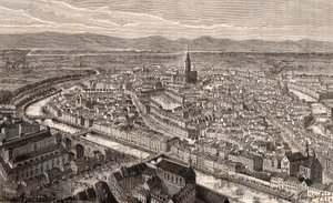 Strasbourg – Bas-Rhin, Elzászban – V.A. Malt-Brown „La France illustrée: földrajz, történelem, statisztikai igazgatás” metszete. 1884 alkotó: French School