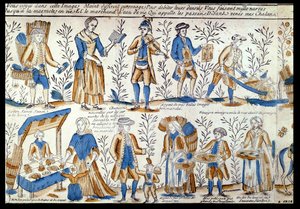 Utcai kereskedők a 18. században alkotó: French School