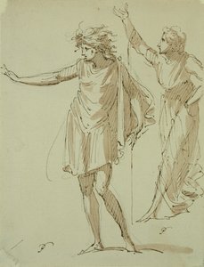 Tanulmány két klasszikusan drapozott figuráról, 1790 körül (toll és tinta, valamint papírra mosás)