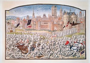 T.2 fol.287 Gent lakosainak Philipp van Artevelde (1290-1345) által vezetett győzelme Brugge előtt 1381-ben, a Froissarts Krónikából, 1472 alkotó: French School