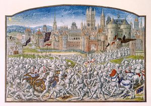 T.2 fol.287 Gent lakosainak Philipp van Artevelde által vezetett győzelme Brugge előtt 1381-ben, a Froissarts Krónikából, 1472 alkotó: French School