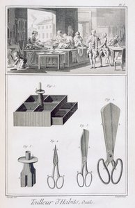 Tailor, Denis Diderot (1713-84) 1770 körül megjelent Encyclopedie des Sciences et Metiers című könyvéből alkotó: French School
