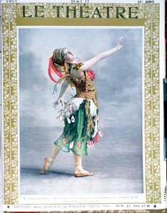 Tamara Platnovna Karsavina (1885-1978) Igor Stravinsky (1882-1971) A tűzmadár szerepében a Le Theater magazin címlapjáról, 1911. május alkotó: French School