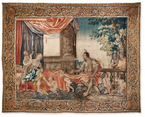 Gobelin a „Women of Antiquity Illustrated” sorozatból, 1645 körül (gyapjú és selyem) alkotó: French School