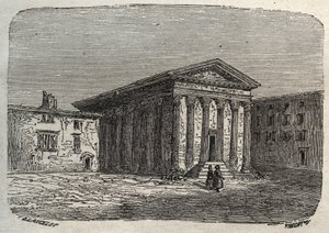 Augustus és Livie temploma Bécsben, a francia Isere megyében (római templom) - Victor Duruy (1811-1894) „Histoire de France” című metszete – 1882 alkotó: French School