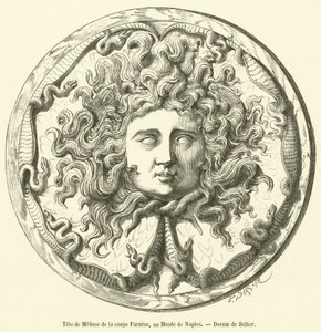 Medúza feje a Farnese csészéből, a Nápolyi Múzeumban (metszet) alkotó: French School