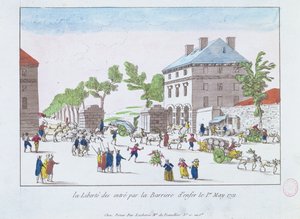Az úthasználati díjak eltörlése a Barriere dEnfernél, 1791. május 1., Párizs alkotó: French School