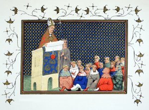 A canterburyi érsek az angol nemességnek prédikál II. Richárd ellen, fakszimile másolat a Le Prinse et Mort du Roy Richartból Jean Cretontól, újranyomva XIX. alkotó: French School