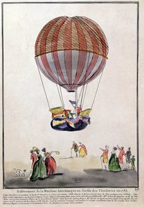 Az Aerostat felemelkedése a Jardin des Tuileries-ben, 1783. december 1. (toll, tinta és WC papíron) alkotó: French School
