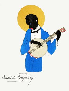 The Banjo Player (pochoir print) alkotó: French School