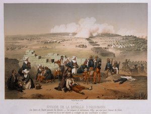 Az inkermani csata 1854. november 5-én a Krím-félszigeti háborúból, kiadó: Lemercier et Cie, Párizs, 1856 alkotó: French School