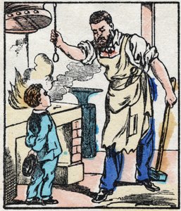 A Kovács. Metszet a „La chanson des metier”-ben. Epinális képalkotás, 19. század vége. Magángyűjtemény alkotó: French School