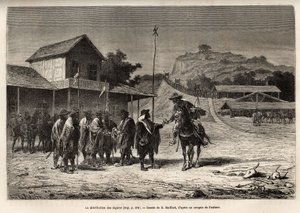 A blancók, argentin felkelők, akik Entre-Rios (Entre Rios) tartományt tartják Buenos Aires karjai ellen, fehér csíkos, festői jelmezekbe öltözve kapnak egy kis dohányt a narrátortól, miközben megpróbálja átadni a sorukat, hogy átadjon egy l-t. alkotó: French School