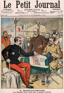 Joseph Simon Gallieni (1849-1916) tábornok által Madagaszkáron fogadott búr küldöttség, a Le Petit Journal 625. sz. színes mellékletének címlapja, 1902. november 9. alkotó: French School