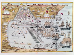 Algír bombázása az angol-holland flották által 1816. augusztus 27-én alkotó: French School