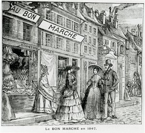 A Bon Marché Shop a párizsi rue du Bac-ban 1847-ben alkotó: French School