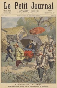 A boxerlázadás: Li Hongzhangot orosz és japán csapatok kísérik alkotó: French School