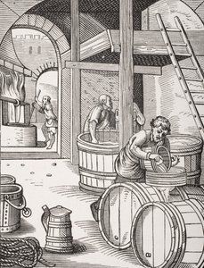 A Brewer egy 16. századi illusztrációja után, amelyet Jost Amman (1539-91) rajzolt és metszett Paul Lacroix (1806-84) „Le Moyen Age et La Renaissance” című művéből, 1847-ben megjelent. alkotó: French School