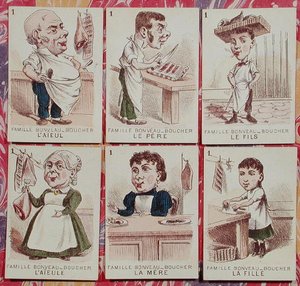 A Mészáros család a „Jeu des Sept Familles”-ből (színes litho) alkotó: French School