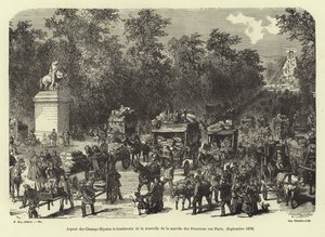 A Champs Elysees a párizsi porosz felvonulás hírének kézhezvételét követő napon, 1870. szeptember alkotó: French School
