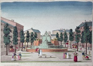 A Chateau dEau szökőkút a Boulevard du Temple-n, Párizs (színes metszet) alkotó: French School