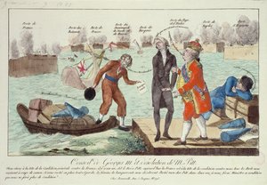 III. György (1738-1820) zsinata és ifjabb William Pitt (1759-1806) pusztítása, 1801 alkotó: French School