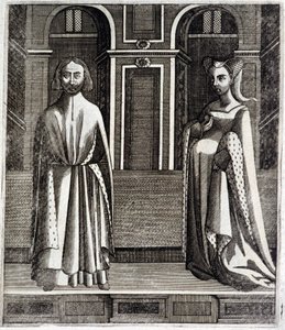 Poitiers és Toulouse grófja Alphonse (1220-1271) és felesége, Jeanne (VII. Raymond lánya) (1220-1271) – Guillaume de Catel, Toulouse „Histoire des counts de Toulouse” című művében alkotó: French School