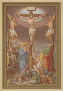A keresztre feszítés (chromolitho) alkotó: French School