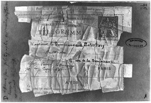 A Dreyfus-ügy, 1894. december 22., Esterházy parancsnoknak küldött távirat alkotó: French School