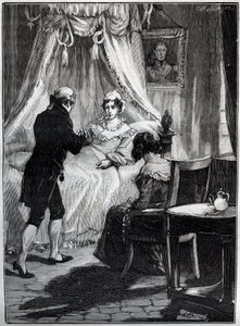 Berry hercegné (Marie Caroline, a két Szicília hercegnője, Berry hercegnője (1798-1870) a Blay-erődben fogadja Louis Charles Deneux doktort (1767-1846) - Metszet - alkotó: French School