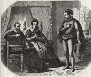 Cleves hercegnője, Mary von Julich Juliers és Berg hercegnője (1491-1543) értesül lánya, Anne of Cleves (1515-1557) és VIII. Henrik angol király (1491-1547) házasságának felbomláról. ) 1540-ben. Metszet 1871-ből a „Hist alkotó: French School