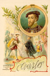 V. Károly császár I. Ferenc francia udvarában (chromolitho) alkotó: French School